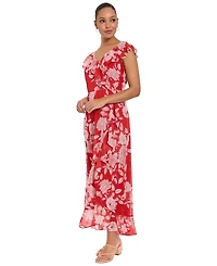 London Times Petite V-Neck Short-Sleeve Dress