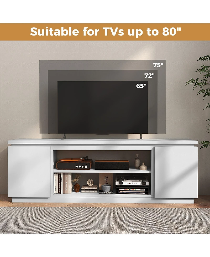 Slickblue Tv Cabinet for 80 Inch TVs with 3 Adjustable Shelves and Anti Tip Kit