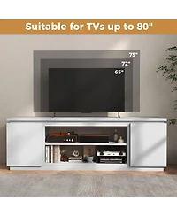 Slickblue Tv Cabinet for 80 Inch TVs with 3 Adjustable Shelves and Anti Tip Kit