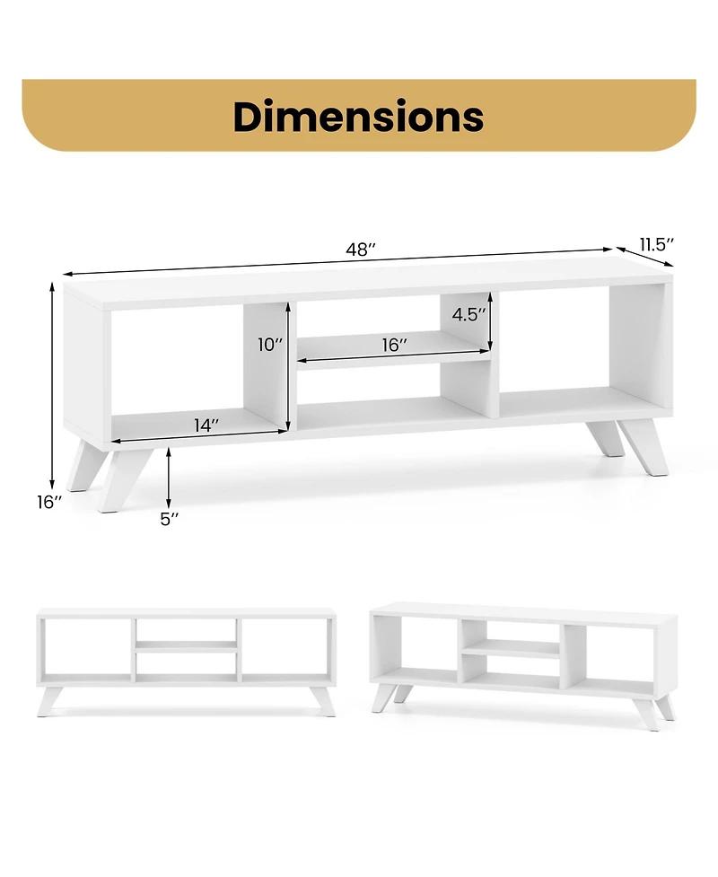 Slickblue Media Tv Console Table with Raised Support Legs and Storage Shelves