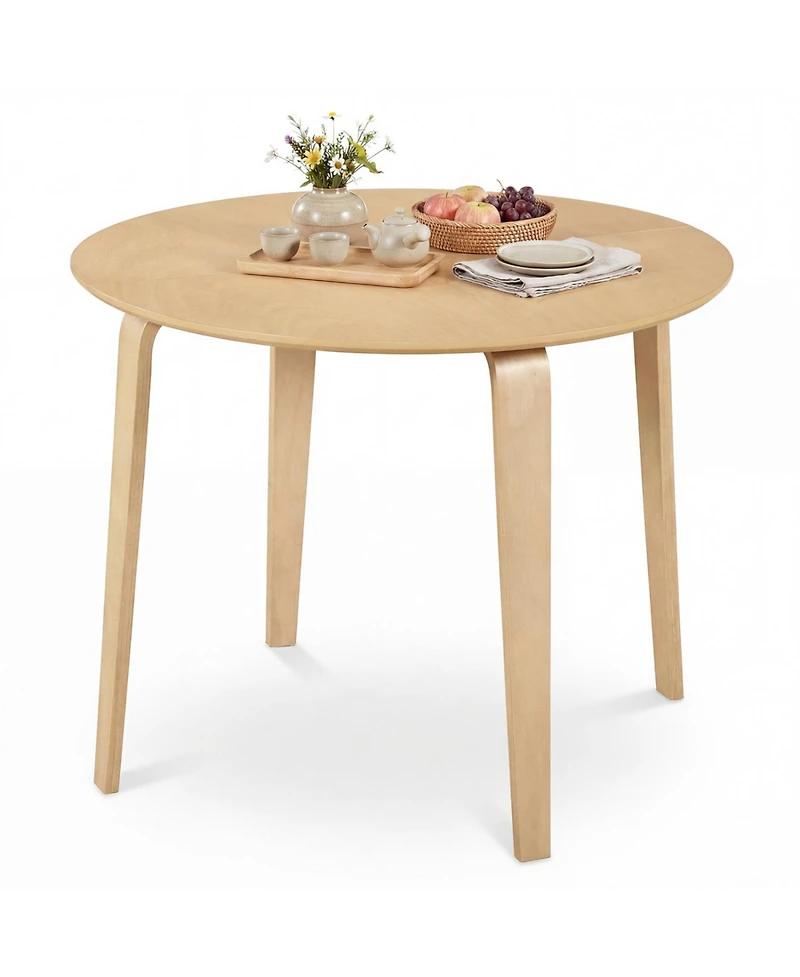 Slickblue Small Space Round Dining Table with Rubber Wood Legs for Home Use