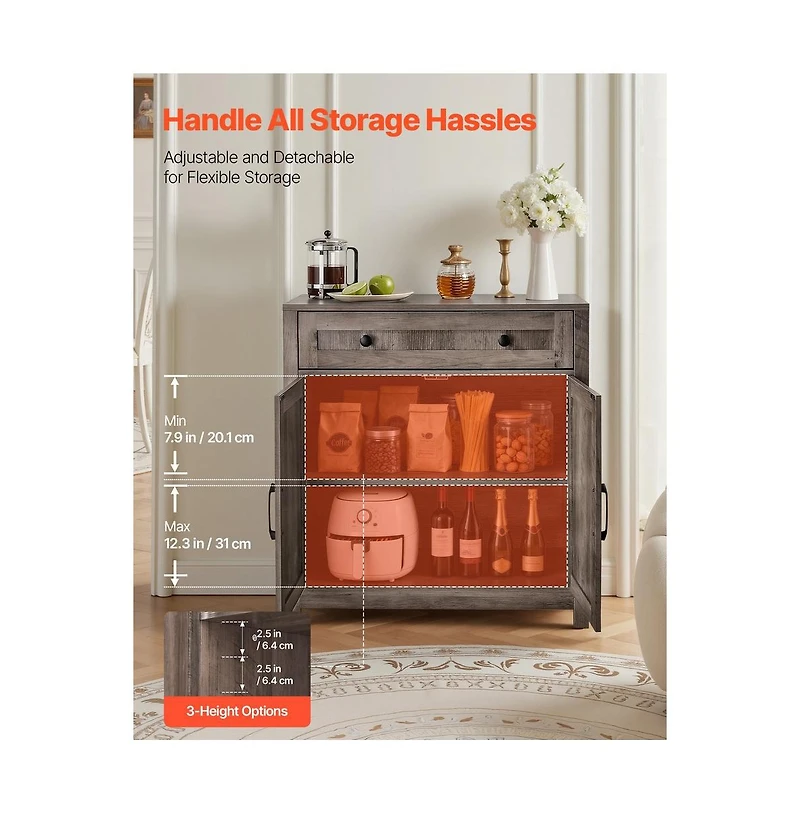 Sugift Coffee Bar Cabinet Farmhouse Coffee Bar Table with Drawer