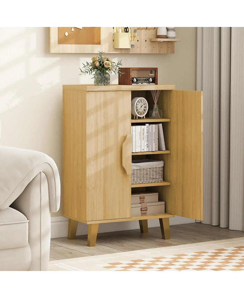 Sugift Buffet Cabinet with Double Doors and Raised Legs