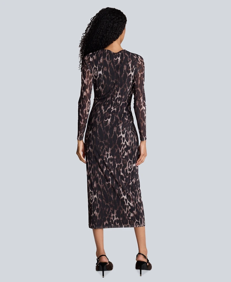Kenneth Cole Women's Knot Front Long-Sleeve Midi Dress