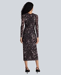 Kenneth Cole Women's Knot Front Long-Sleeve Midi Dress
