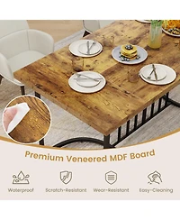 Slickblue Large Rectangular Dining Table, Wood Top Seating for 6-8 People