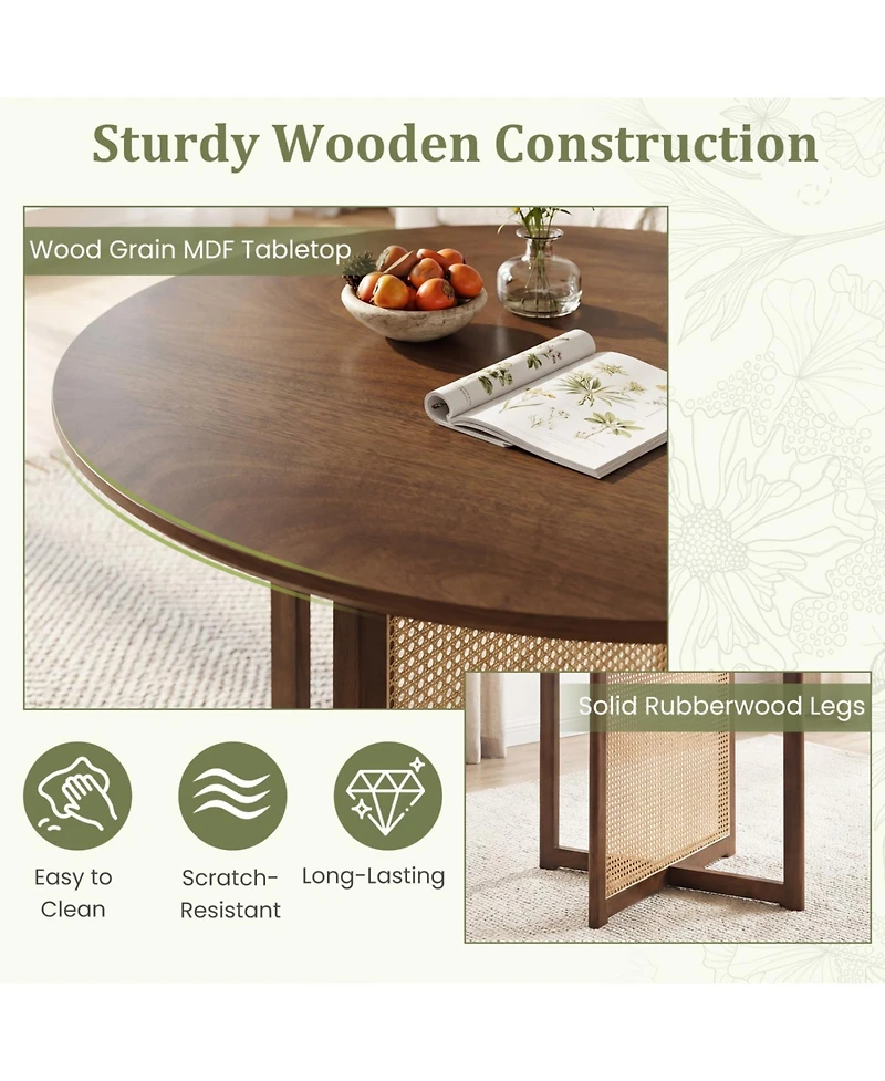 Slickblue Kitchen Round Table with Cross Pedestal Base for 2-4 People
