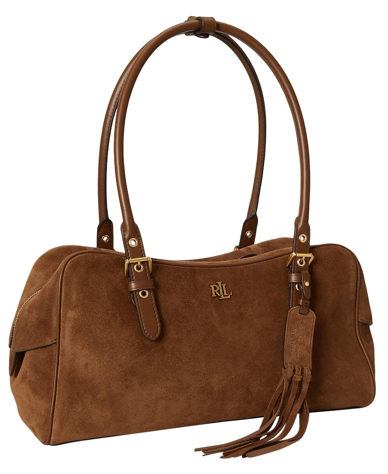 Lauren Ralph Lauren Marcy Zipper Leather Large Satchel Handbag