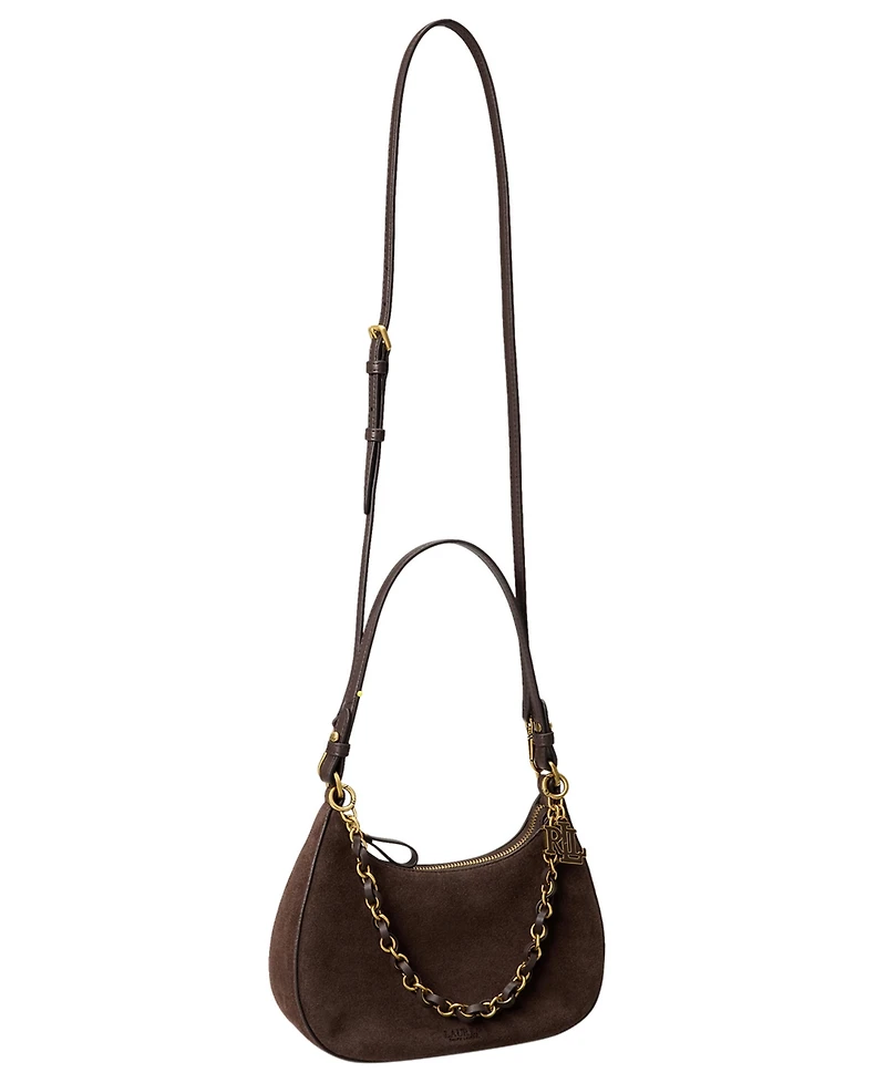 Lauren Ralph Marcy Suede Zipper Mini Shoulder Handbag