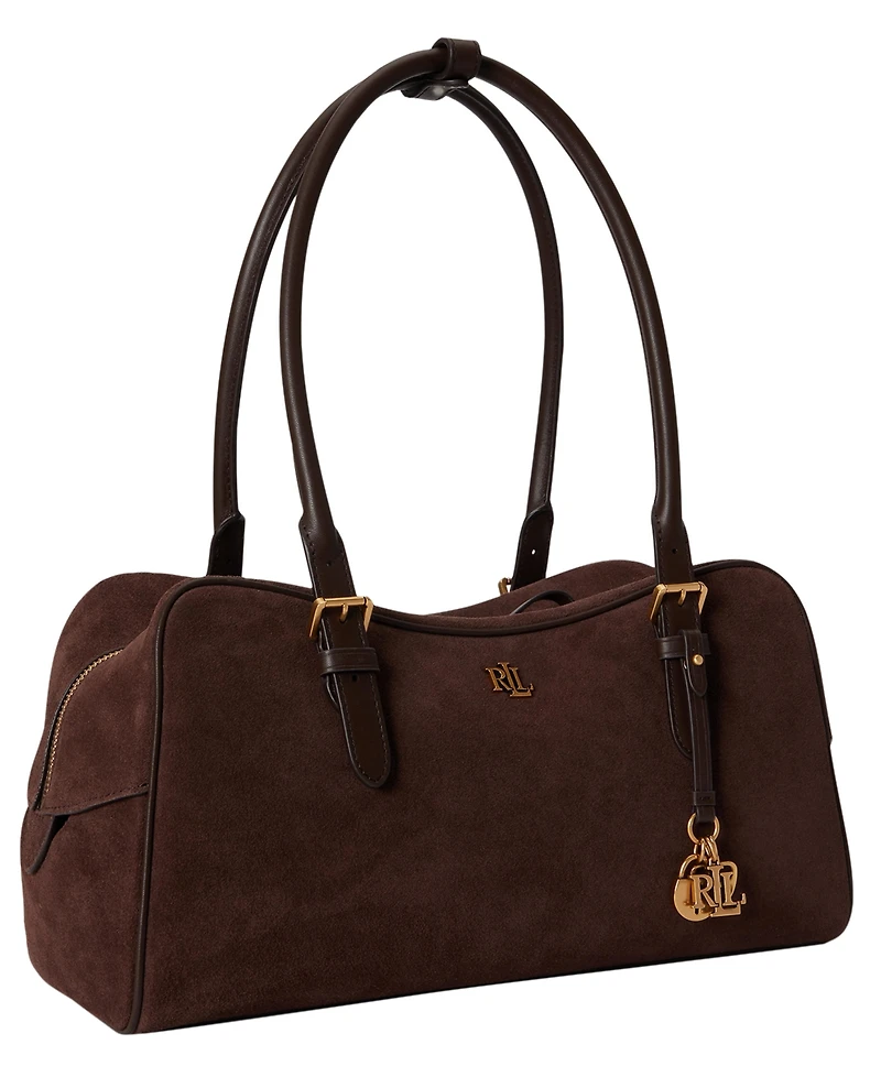 Lauren Ralph Lauren Marcy Zipper Leather Charms Large Satchel Handbag