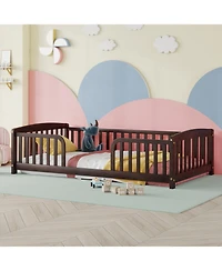 Rainsken Floor Bed with Rails, Montessori Bed, Central Entrance