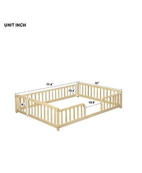Rainsken Floor Bed with Rails, Montessori Floor Bed, Central Entrance, Low Profile Bed for Boys and Girls