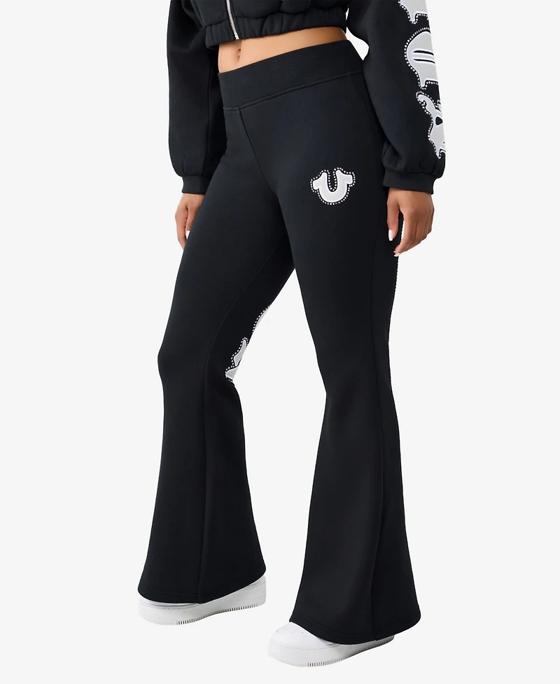 True Religion Women's Crystal Branded Flare Pants