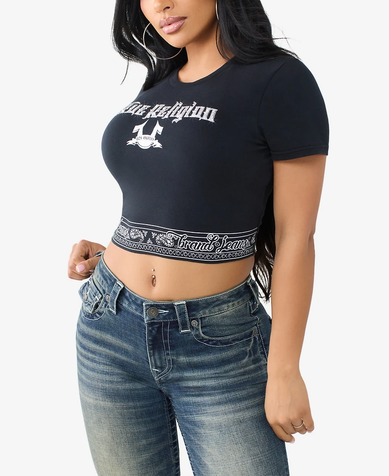 True Religion Women's Crystal Bandeau T-Shirt