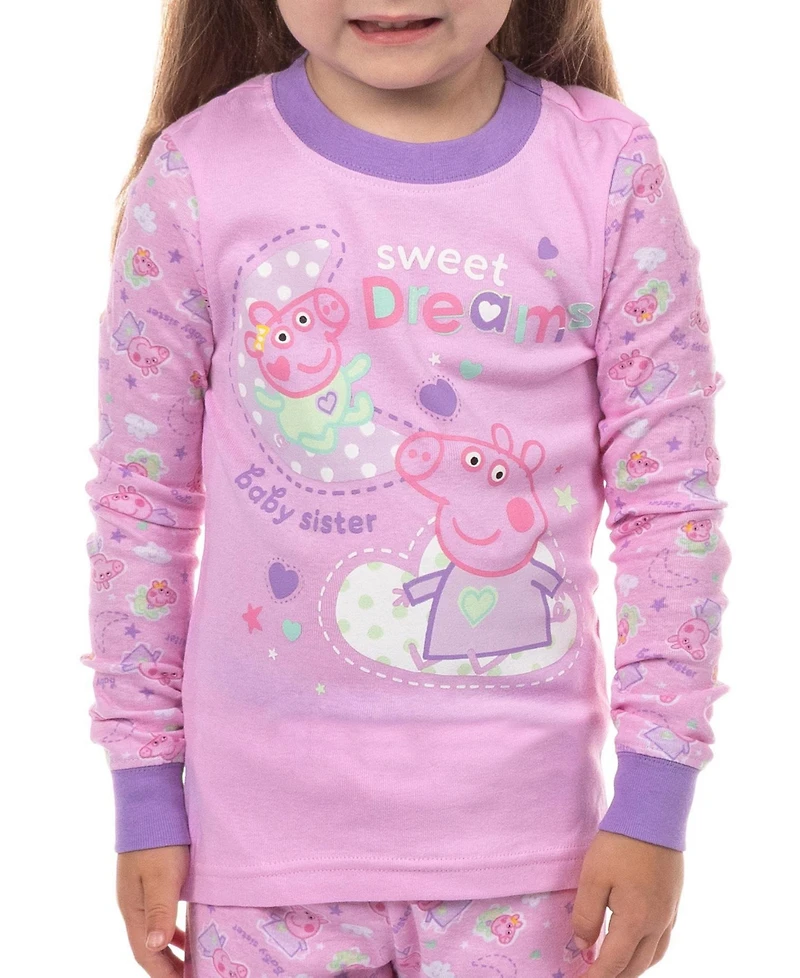 Peppa Pig Pajamas Toddler Girls' 2T-6 Sweet Dreams 2Piece Tight Fit Long-Sleeve Shirt Pajama Pant Set