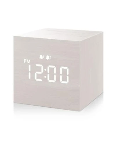 Jall 2.5 Inch Mini Wooden Digital Alarm Clock Dual Alarms with Weekday Weekend Everyday Modes Adjustable Brightness Usb Powered