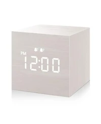 Jall 2.5 Inch Mini Wooden Digital Alarm Clock Dual Alarms with Weekday Weekend Everyday Modes Adjustable Brightness Usb Powered