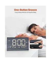 Neewer Digital Alarm Clock, Wooden Desk Clock with Dual Alarm, Usb Port, Snooze, Night Light, Voice Control, Adjustable Volume, Bedside Desktop Clock