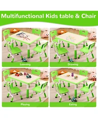 homfan Adjustable Kids Table and 4 Chairs Set, 31.5 Inch Multi Activity with Non Slip Legs for Playroom or Nursery