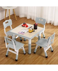 homfan Adjustable Height Kids Table and 4 Chairs Set Modern Toddler Furniture with Non Slip Legs Graffiti Resistant Easy Clean Desktop