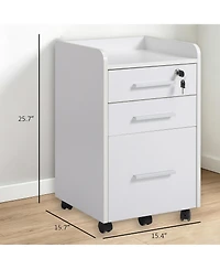 Homcom 3 Drawer Mobile File Cabinet, Lockable Filing Cabinet