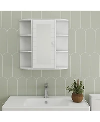 Midola Bathroom Medicine Cabinet with Mirror, Wall Mounted Bathroom Cabinet with Mirror Door, 6 Open Shelves,3 Adjustable Shelves for Bathroom