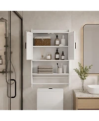 Phying Over The Toilet Storage Cabinet Bathroom Wall Mounted Medicine Cabinet Towel Bar and Paper Holder Multipurpose Bathroom Organizer Cabinet