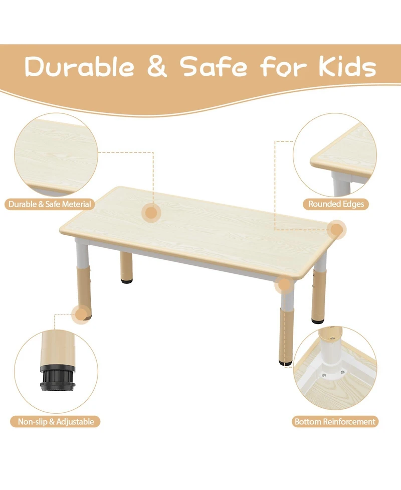 homfan Height Adjustable Kids Table with 4 Chairs, Graffiti Tabletop, Anti-Slip Legs, Arts and Crafts Furniture, Home, Daycare, Classroom