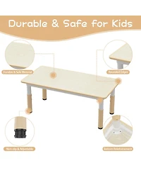 homfan Height Adjustable Kids Table with 4 Chairs, Graffiti Tabletop, Anti-Slip Legs, Arts and Crafts Furniture, Home, Daycare, Classroom
