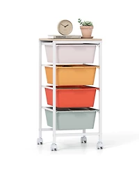 4-Drawer Storage Cart on Wheels with Wooden Top for Home or Office