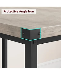 homfan 4-Piece Space Saving Dining Set, Sturdy Engineered Wood Metal Frame Bench Set Easy Care Home Dining Furniture