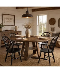 gaomon Farmhouse 43'' Round Dining Table with Sturdy Wooden Pedestal