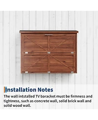 homfan Outdoor Tv Cabinet - Wall-Mounted Enclosure for TVs, Dual-Arm Steel Bracket, Weatherproof for Covered Patio and Pergola