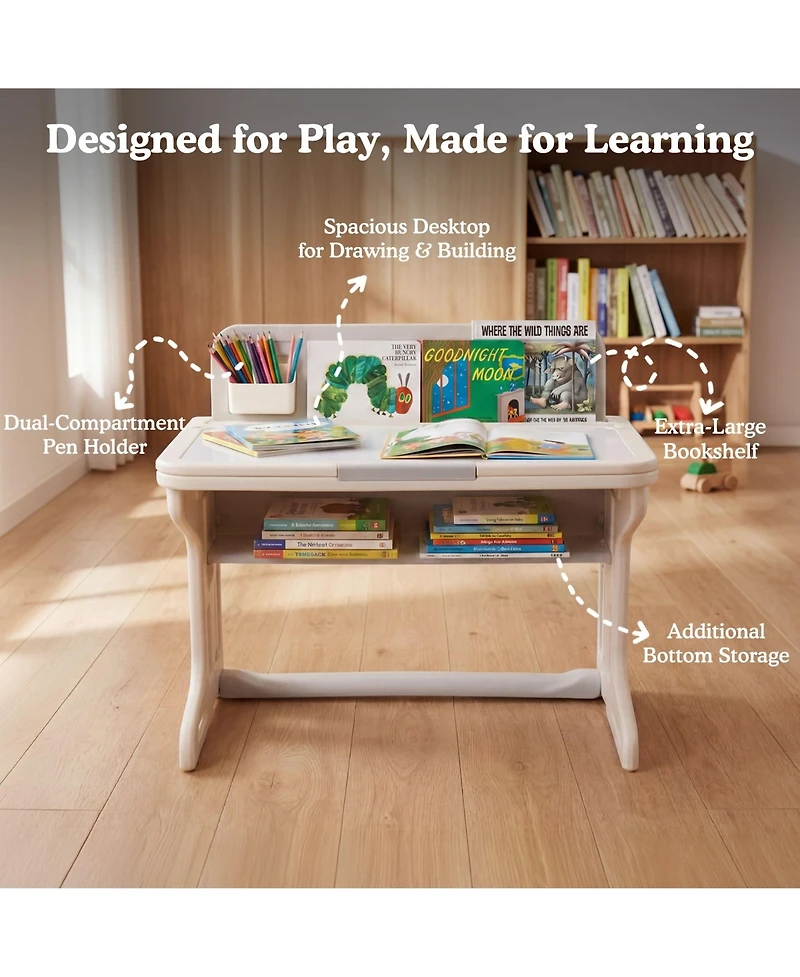 Kinder King Kids Table and Chair Set, Activity Desk for Drawing, Reading, Building Blocks, and Play