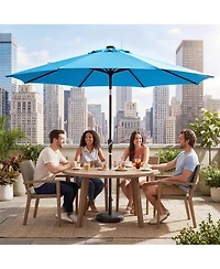 homfan 9Feet Patio Umbrella with 32 Solar Led Lights, Outdoor Table Tilt and Crank, 8 Iron Ribs for Garden Deck