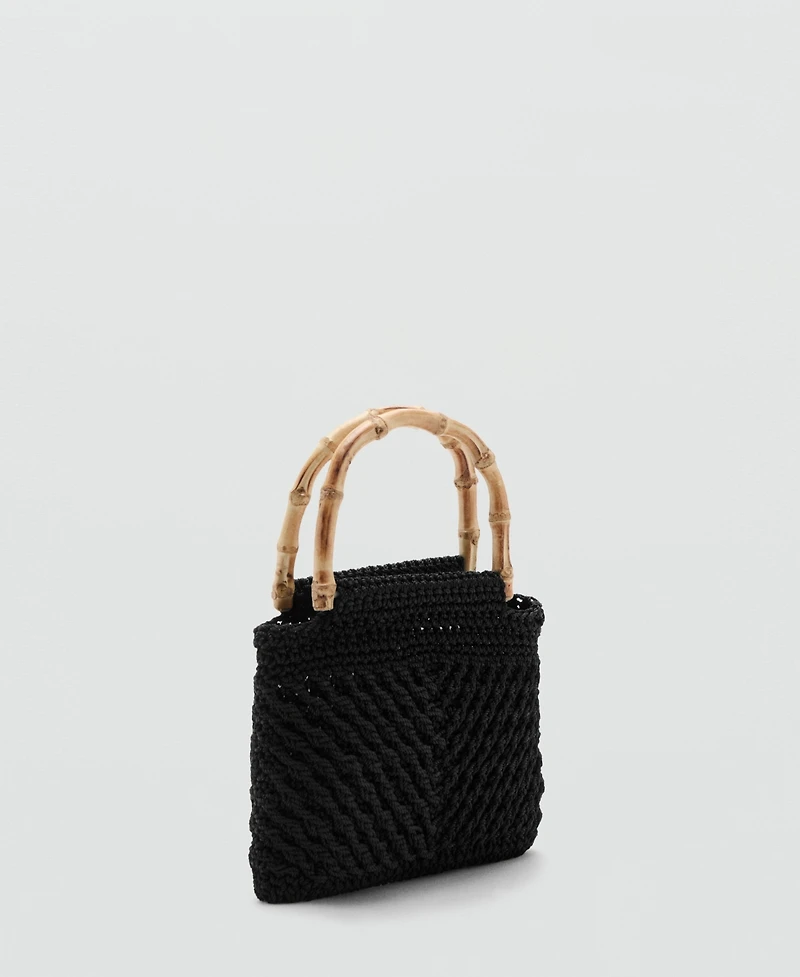 Mango Women's Bamboo Handle Handbag