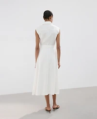 Mango Women's Bow Linen Shirt Dress