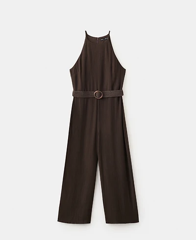Mango Women's Belt Halter-Neck Jumpsuit