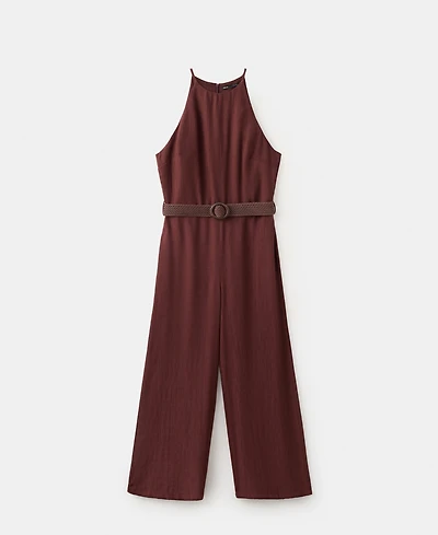 Mango Women's Belt Halter-Neck Jumpsuit