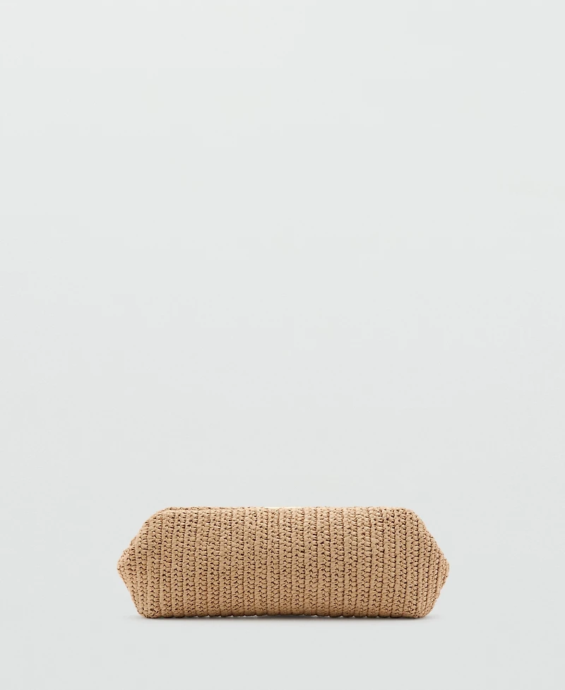 Mango Women's Bead Detail Natural Fiber Shoulder Bag