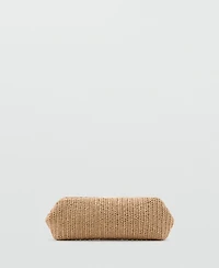 Mango Women's Bead Detail Natural Fiber Shoulder Bag