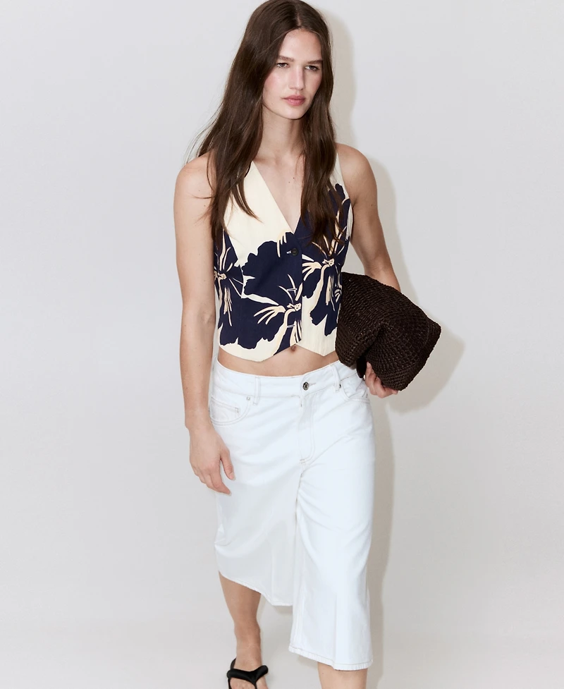 Mango Women's Floral-Printed Lyocell Vest