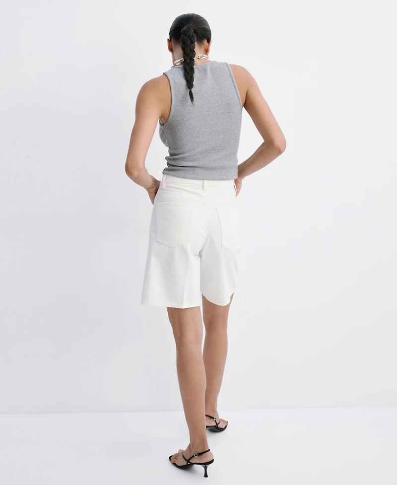 Mango Women's Straight-Fit Denim Bermuda Shorts