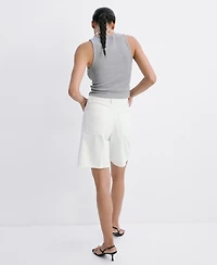 Mango Women's Straight-Fit Denim Bermuda Shorts