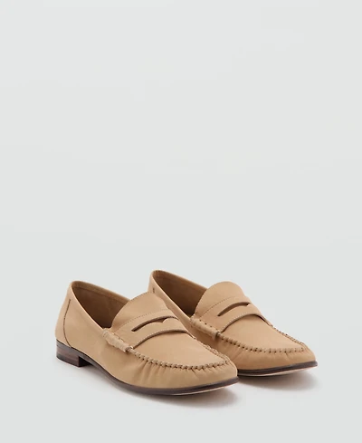 Mango Women's Nubuck Leather Mask Moccasins