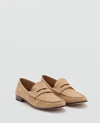Mango Women's Nubuck Leather Mask Moccasins