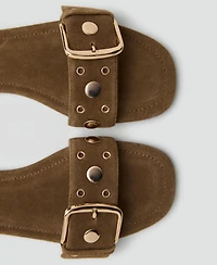 Mango Women's Buckle Leather Sandals