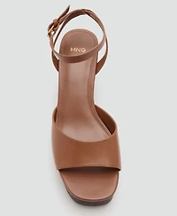 Mango Women's Leather Wedge-Heel Sandals