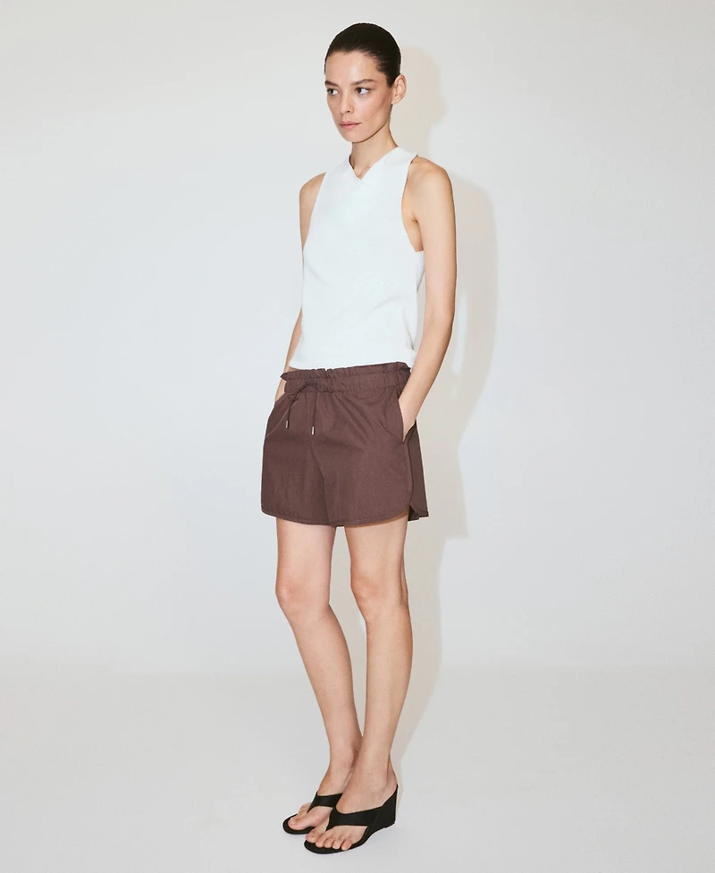 Mango Women's Ruched Waist Straight Shorts