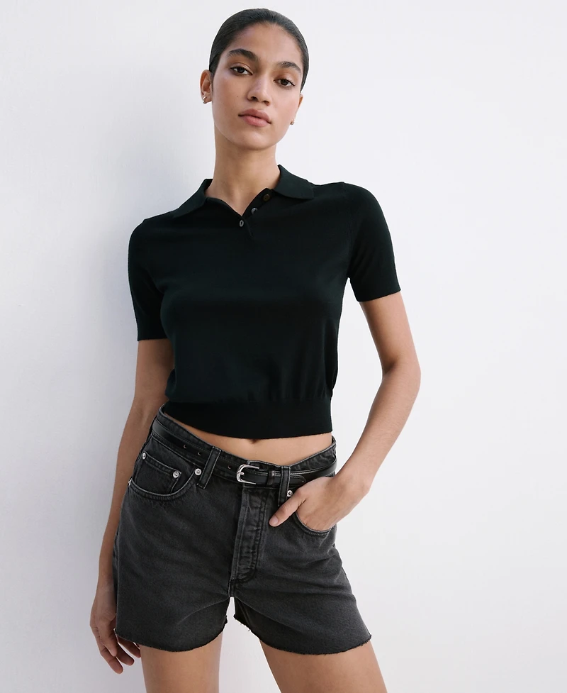 Mango Women's Frayed Hem Denim Shorts